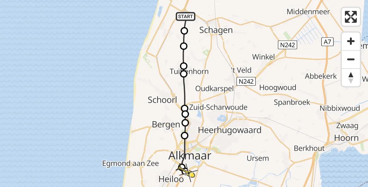 Routekaart van de vlucht: Lifeliner 2 naar Alkmaar