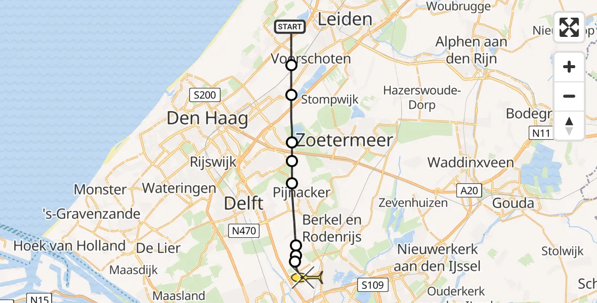 Routekaart van de vlucht: Lifeliner 2 naar Rotterdam The Hague Airport