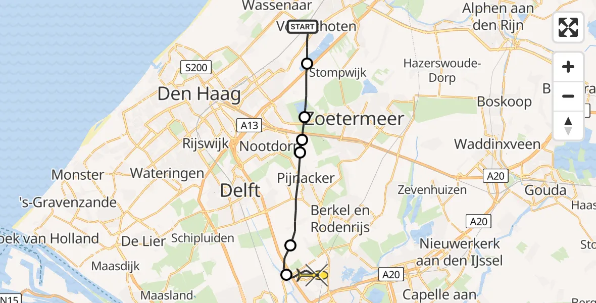 Routekaart van de vlucht: Lifeliner 2 naar Rotterdam The Hague Airport