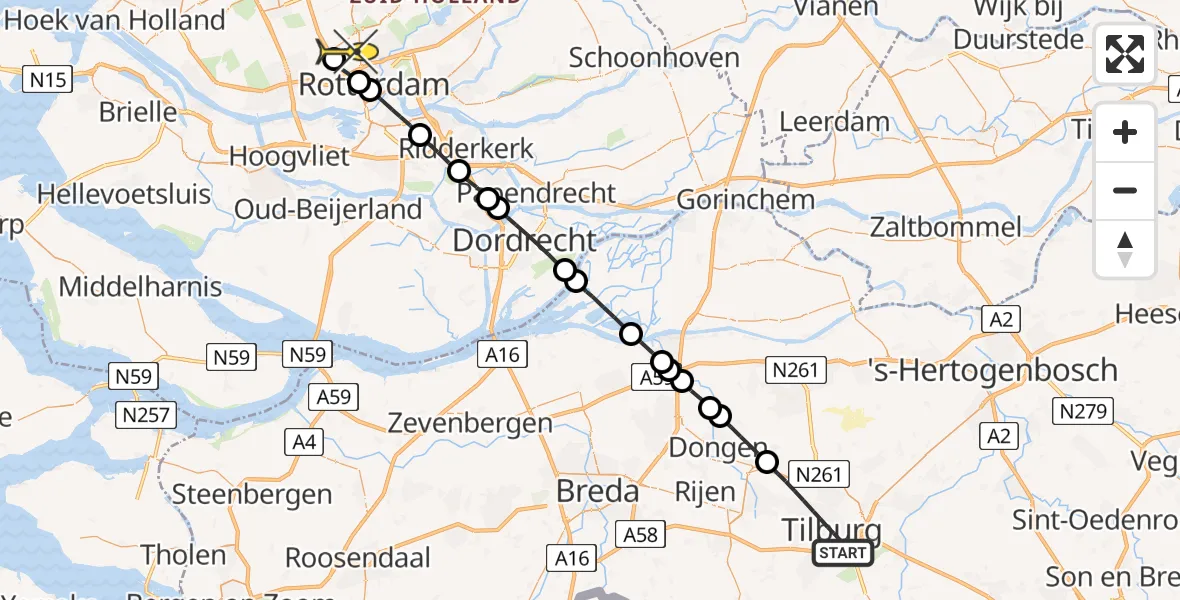 Routekaart van de vlucht: Lifeliner 2 naar Rotterdam The Hague Airport