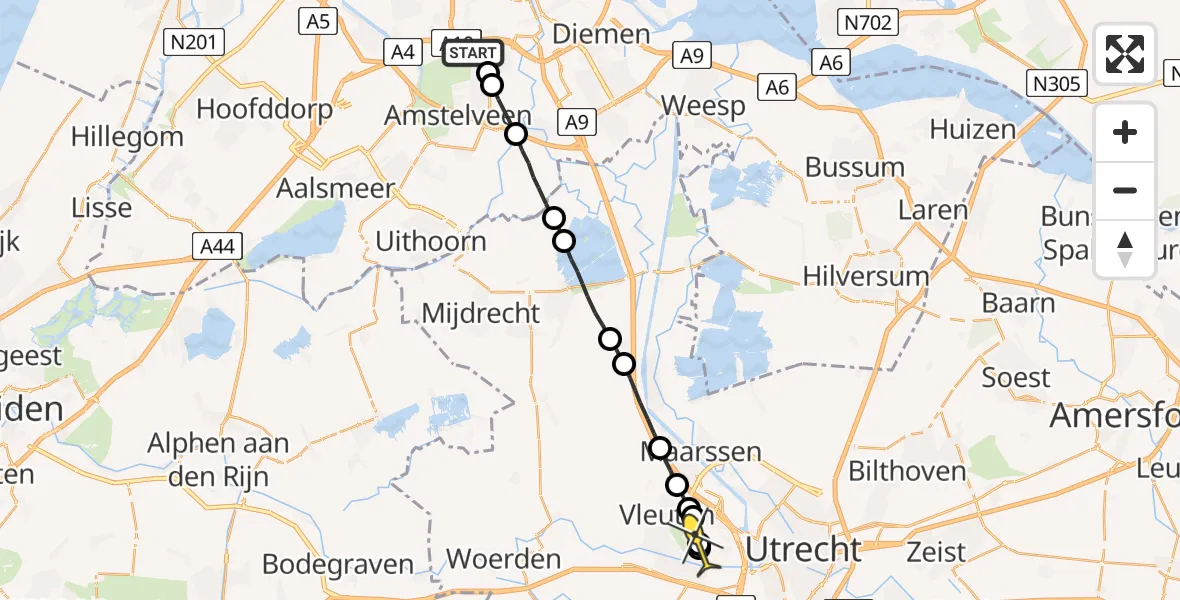 Routekaart van de vlucht: Lifeliner 1 naar Utrecht