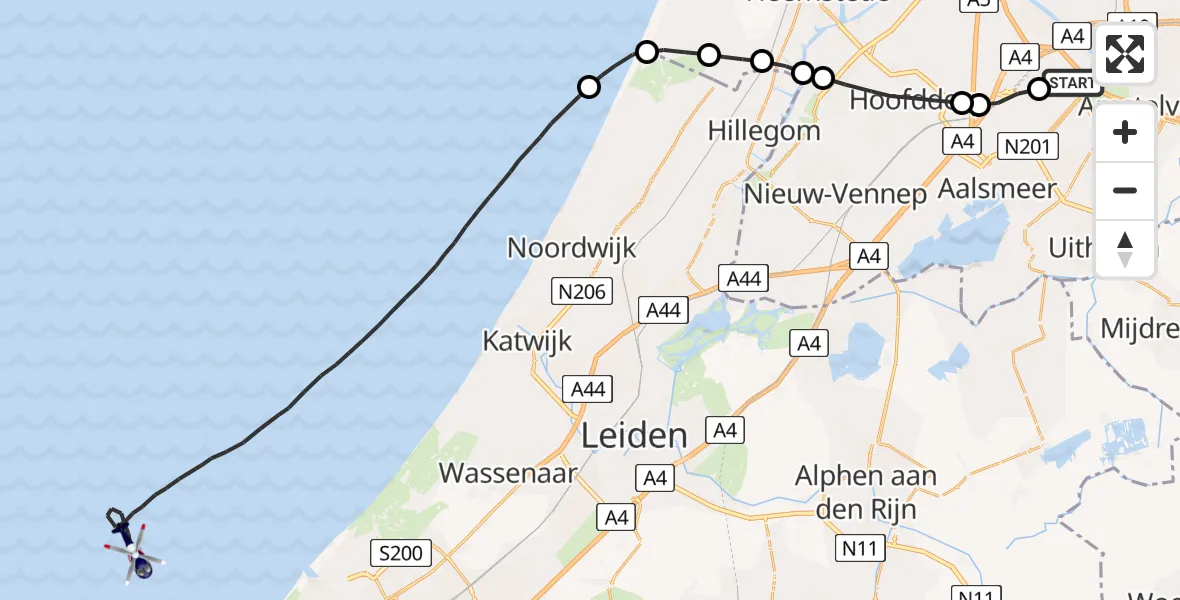 Vluchtroute Politiehelikopter Schiphol - , 20 oktober 2022, 08:53
