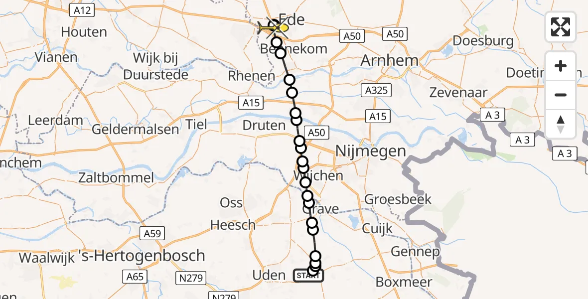 Routekaart van de vlucht: Lifeliner 3 naar Lukkien Heliport