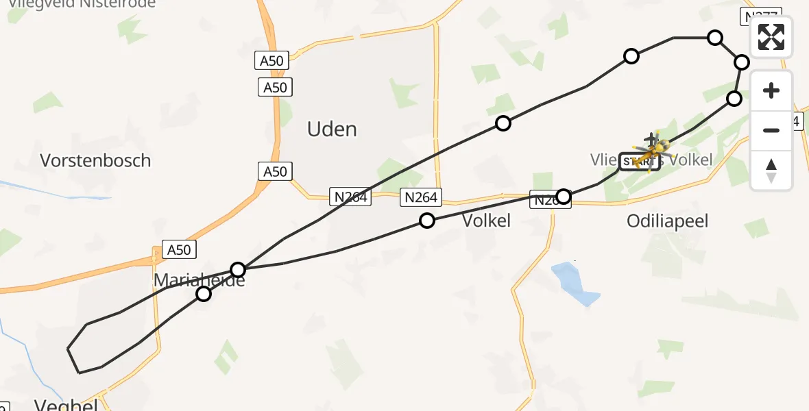 Vluchtroute Traumahelikopter Vliegbasis Volkel - Vliegbasis Volkel, 20 oktober 2022, 09:39