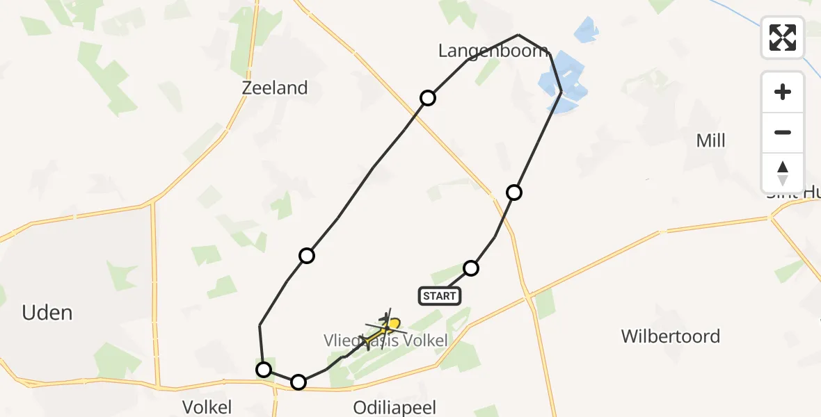 Routekaart van de vlucht: Lifeliner 3 naar Vliegbasis Volkel