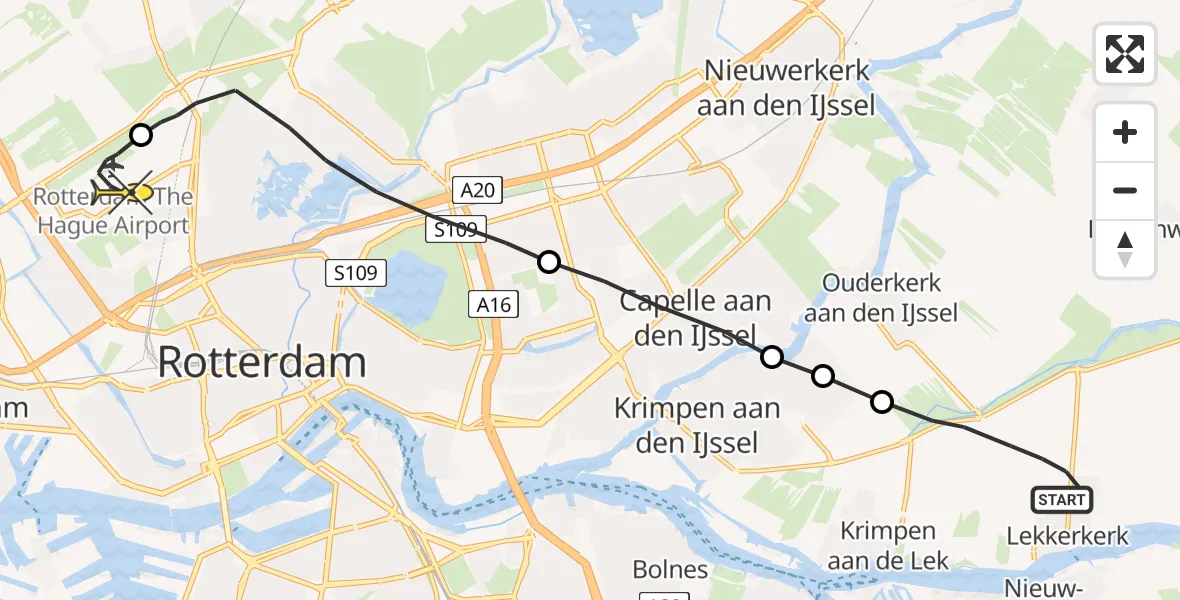 Routekaart van de vlucht: Lifeliner 2 naar Rotterdam The Hague Airport