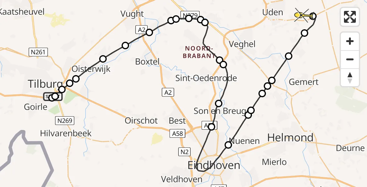 Routekaart van de vlucht: Lifeliner 3 naar Vliegbasis Volkel