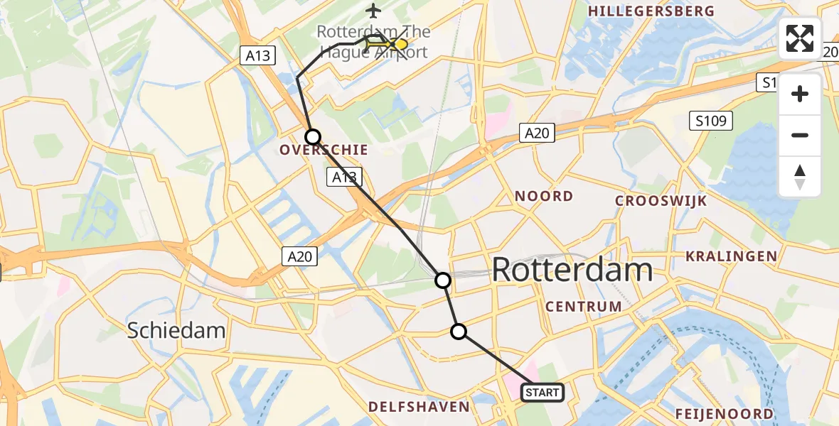 Routekaart van de vlucht: Lifeliner 2 naar Rotterdam The Hague Airport