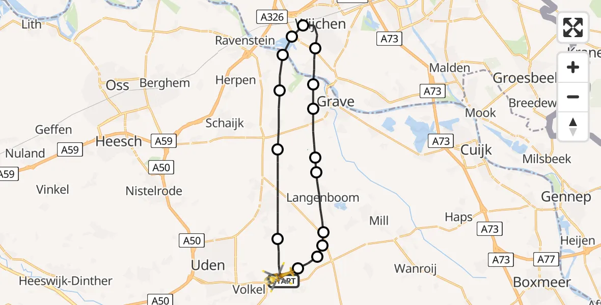 Vluchtroute Traumahelikopter Vliegbasis Volkel - Vliegbasis Volkel, 20 oktober 2022, 22:55