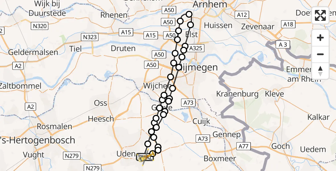 Vluchtroute Traumahelikopter Vliegbasis Volkel - Vliegbasis Volkel, 21 oktober 2022, 06:37