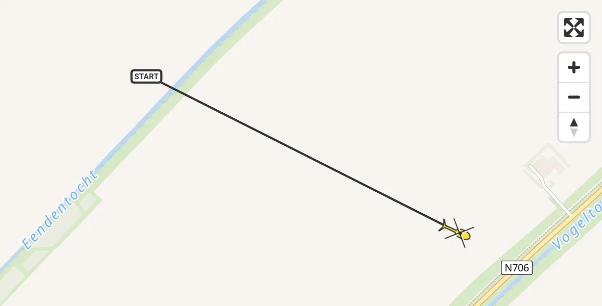 Routekaart van de vlucht: Traumahelikopter naar Lelystad