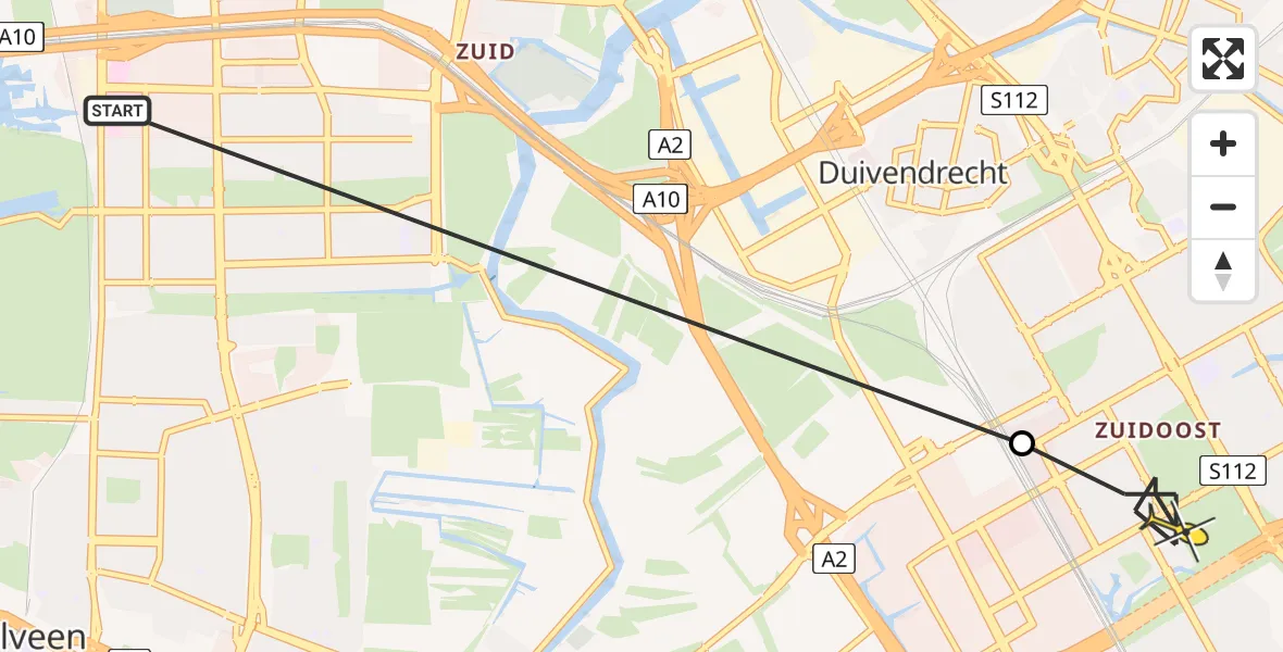 Routekaart van de vlucht: Lifeliner 1 naar Amsterdam