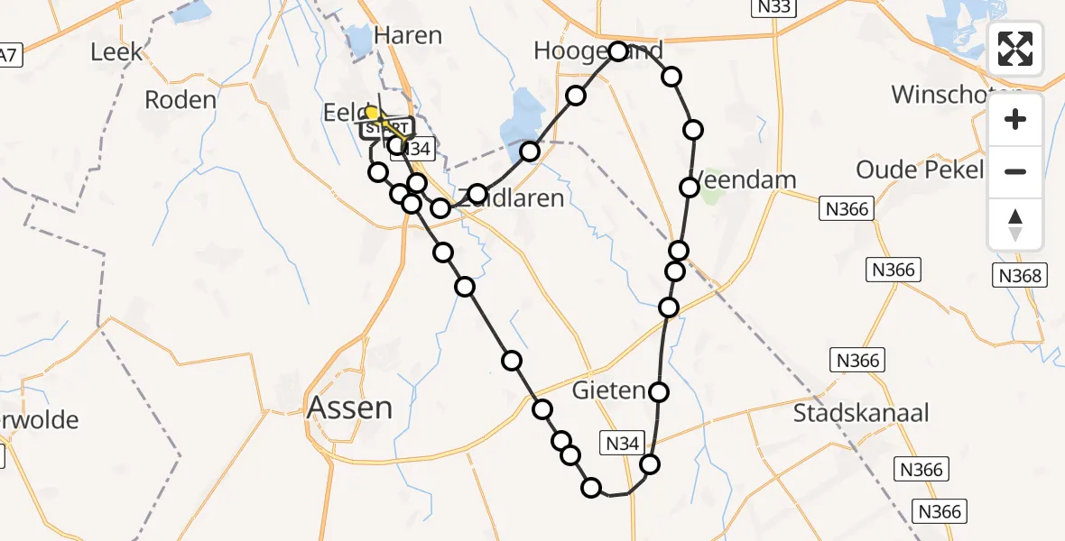 Routekaart van de vlucht: Lifeliner 4 naar Groningen Airport Eelde