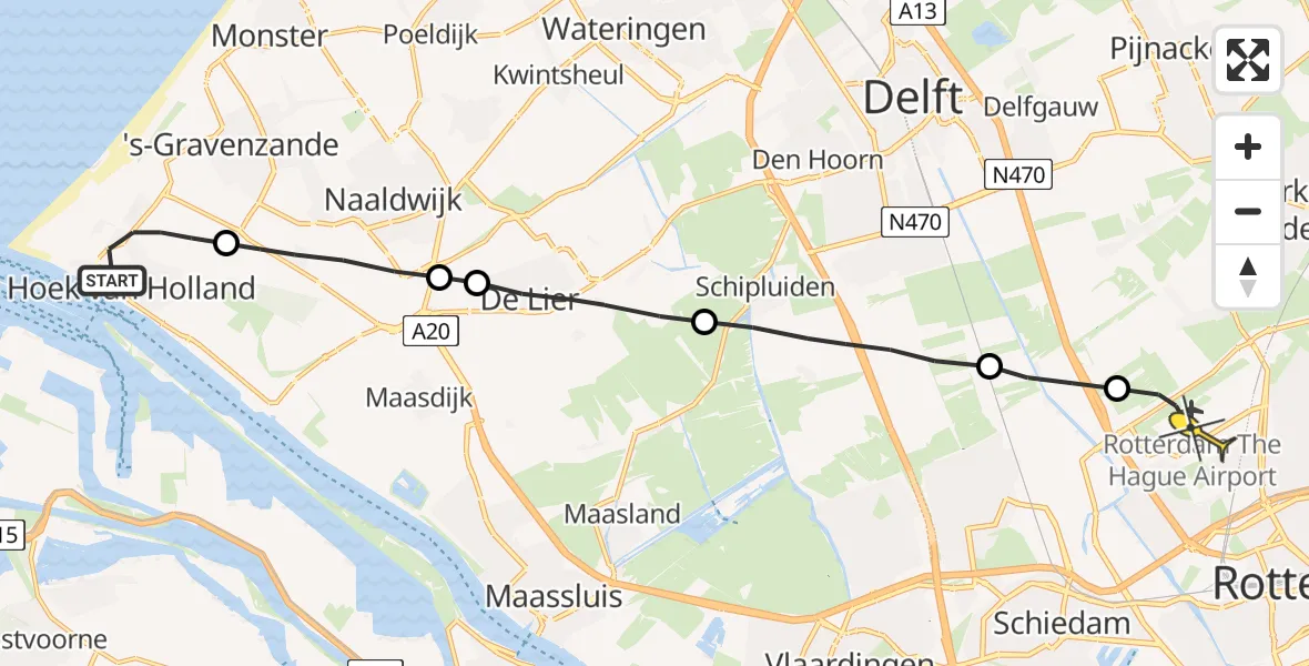 Routekaart van de vlucht: Lifeliner 2 naar Rotterdam The Hague Airport