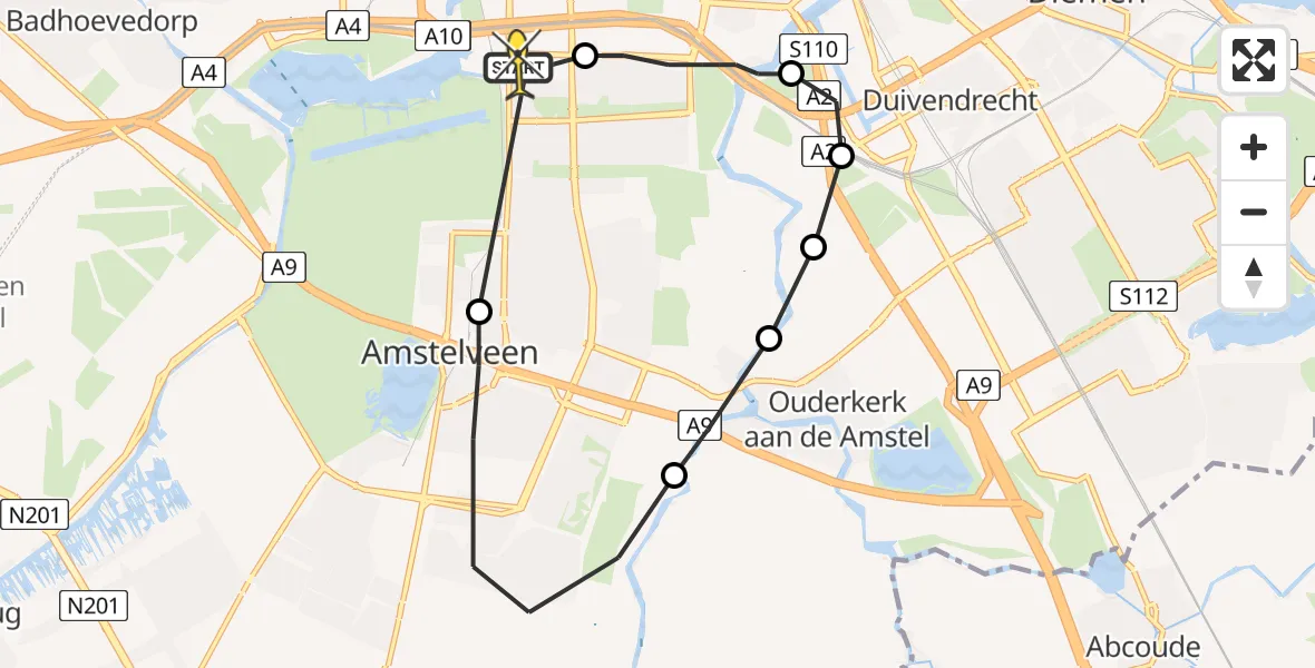 Routekaart van de vlucht: Lifeliner 1 naar VU Medisch Centrum Amsterdam
