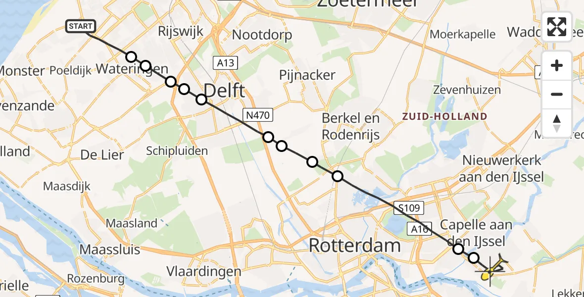 Routekaart van de vlucht: Lifeliner 2 naar Krimpen aan den IJssel