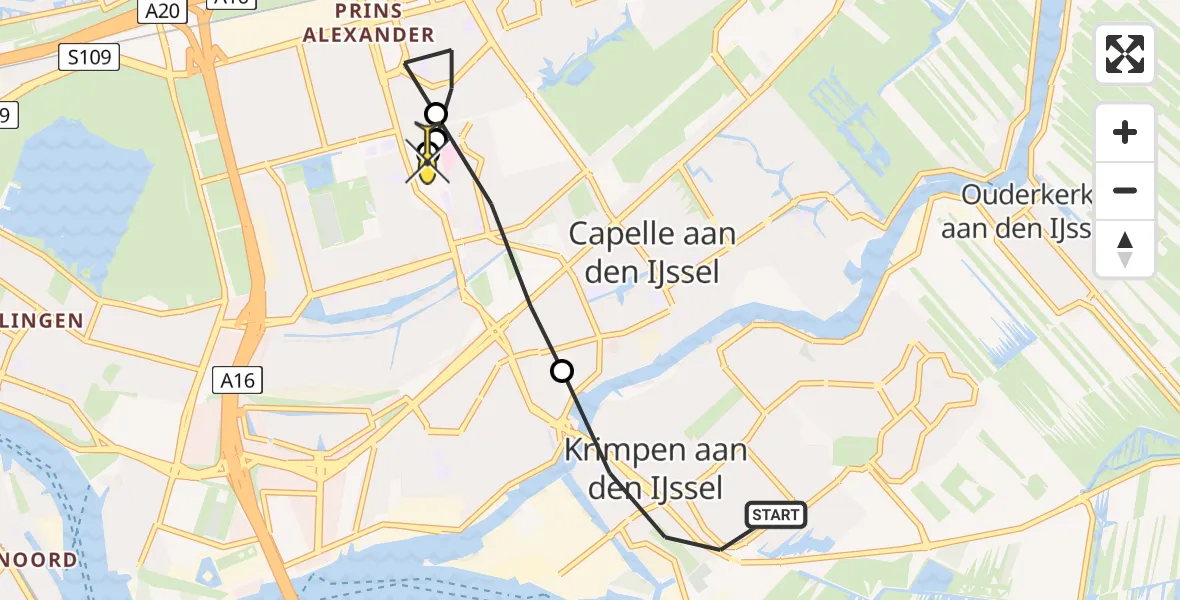 Routekaart van de vlucht: Lifeliner 2 naar Rotterdam