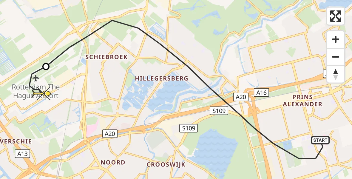 Routekaart van de vlucht: Lifeliner 2 naar Rotterdam The Hague Airport