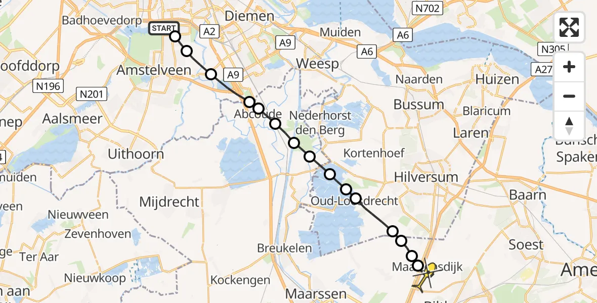 Routekaart van de vlucht: Lifeliner 1 naar Maartensdijk