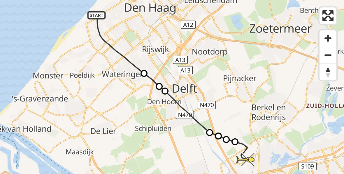 Routekaart van de vlucht: Lifeliner 2 naar Rotterdam The Hague Airport