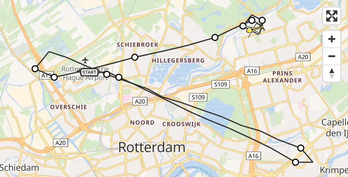 Routekaart van de vlucht: Lifeliner 2 naar Rotterdam