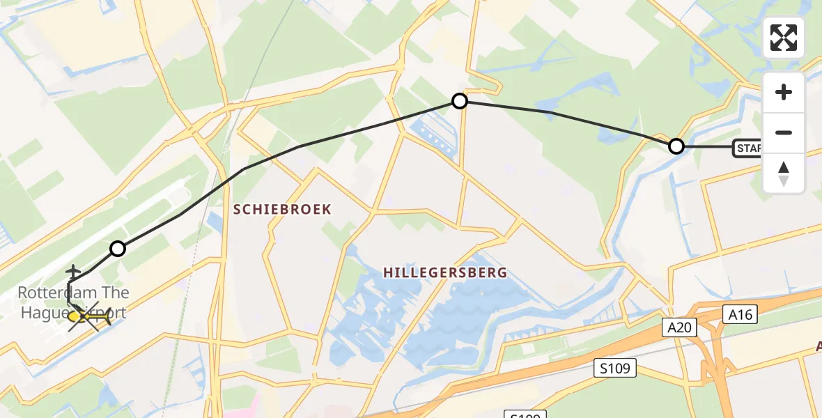 Routekaart van de vlucht: Lifeliner 2 naar Rotterdam The Hague Airport