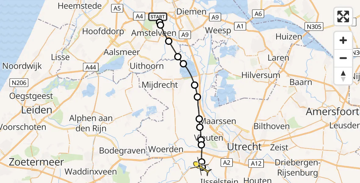 Routekaart van de vlucht: Lifeliner 1 naar IJsselstein