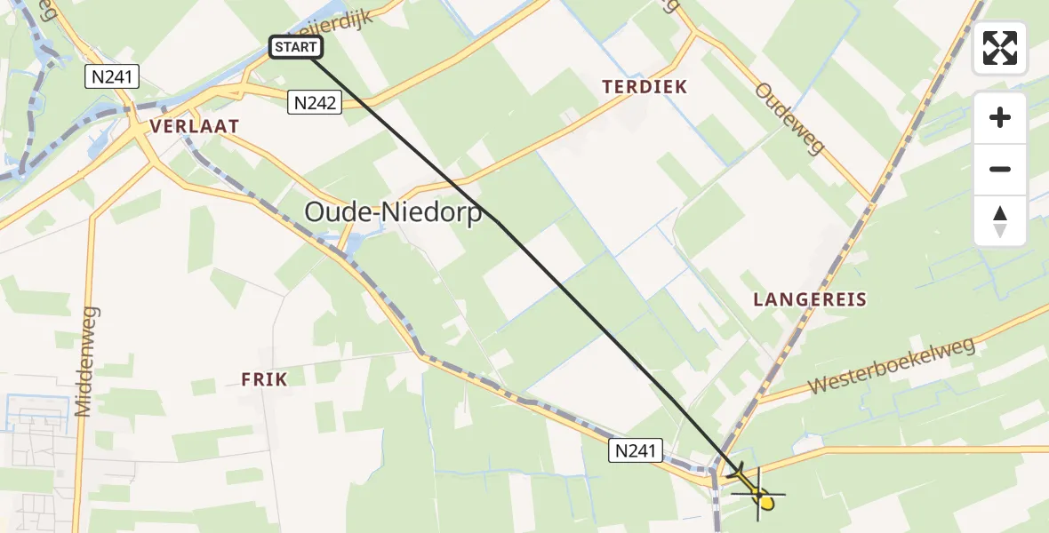 Routekaart van de vlucht: Politiehelikopter naar Hoogwoud