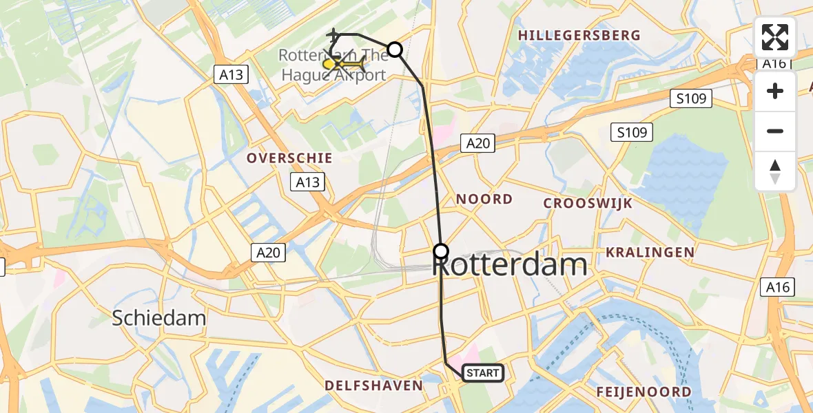 Routekaart van de vlucht: Lifeliner 2 naar Rotterdam The Hague Airport