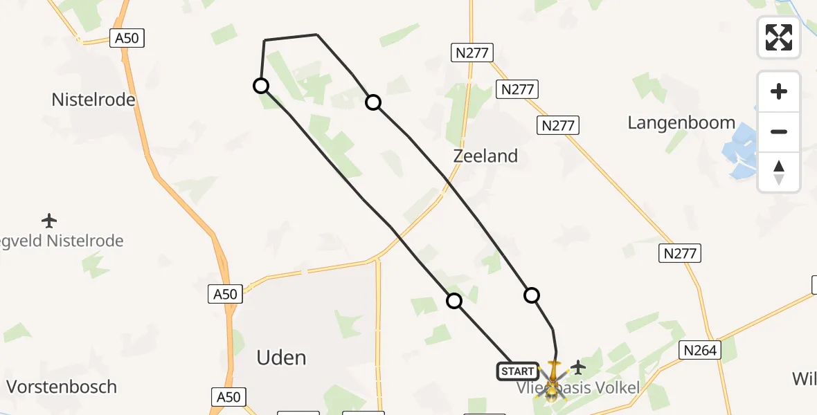 Vluchtroute Traumahelikopter Vliegbasis Volkel - Vliegbasis Volkel, 22 oktober 2022, 11:07