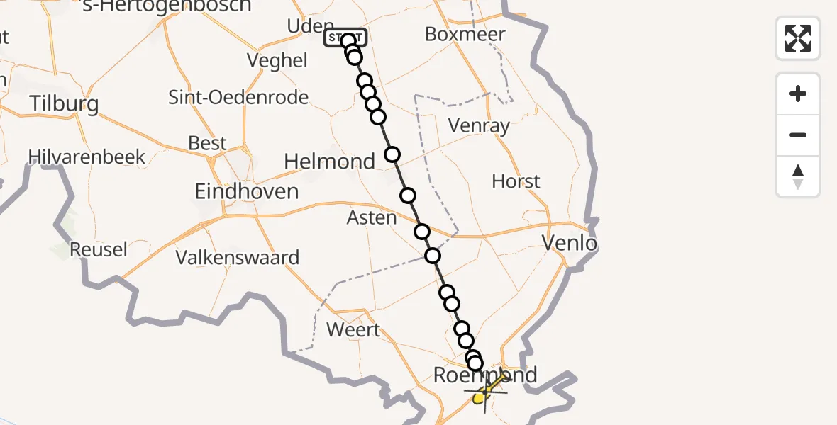 Routekaart van de vlucht: Lifeliner 3 naar Roermond