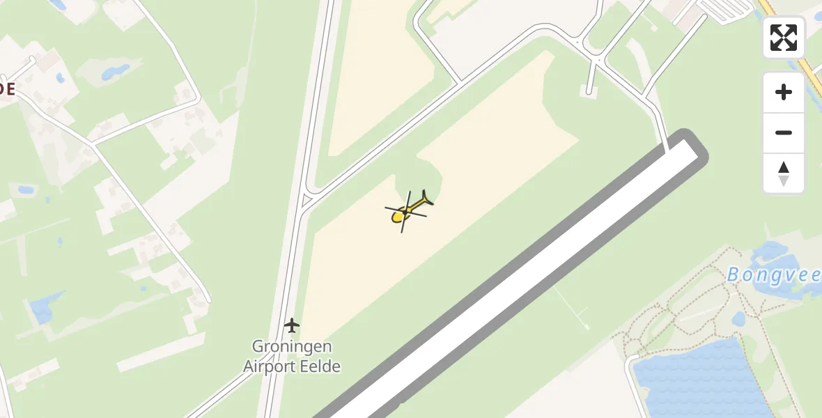 Routekaart van de vlucht: Traumahelikopter naar Groningen Airport Eelde