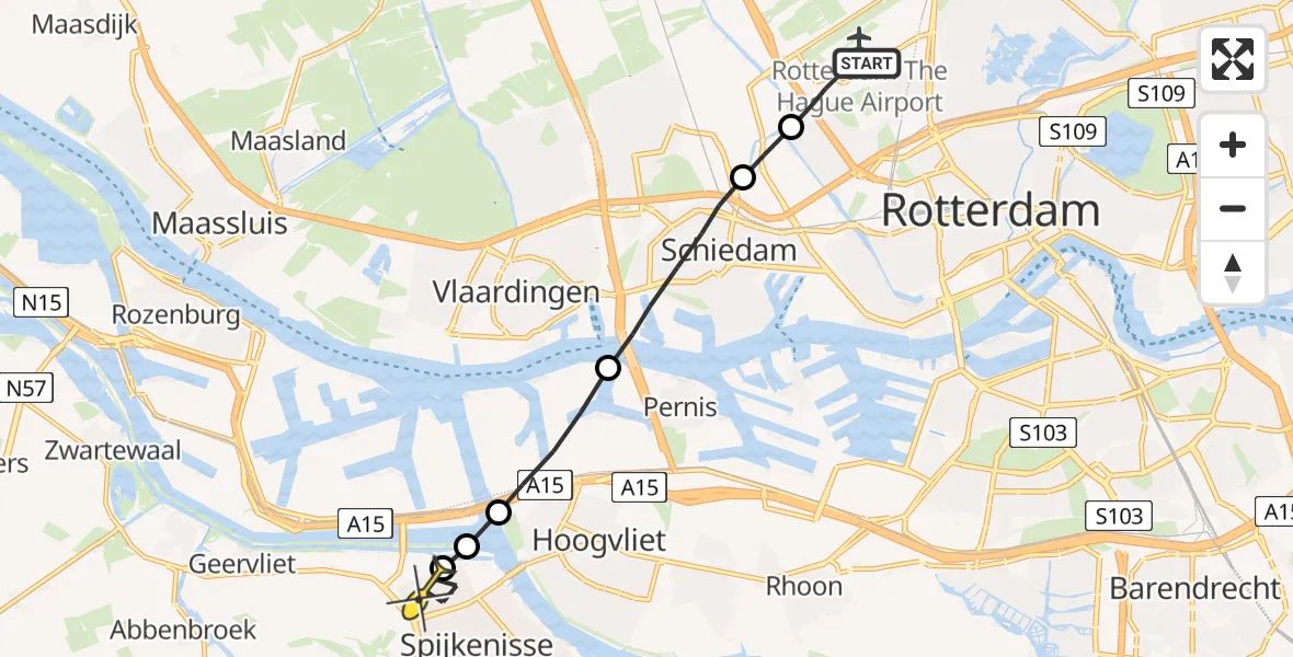 Routekaart van de vlucht: Lifeliner 2 naar Spijkenisse