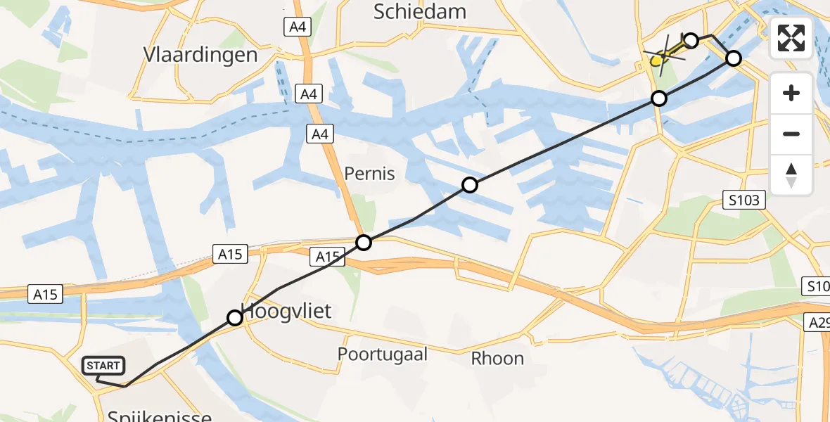 Routekaart van de vlucht: Lifeliner 2 naar Erasmus MC