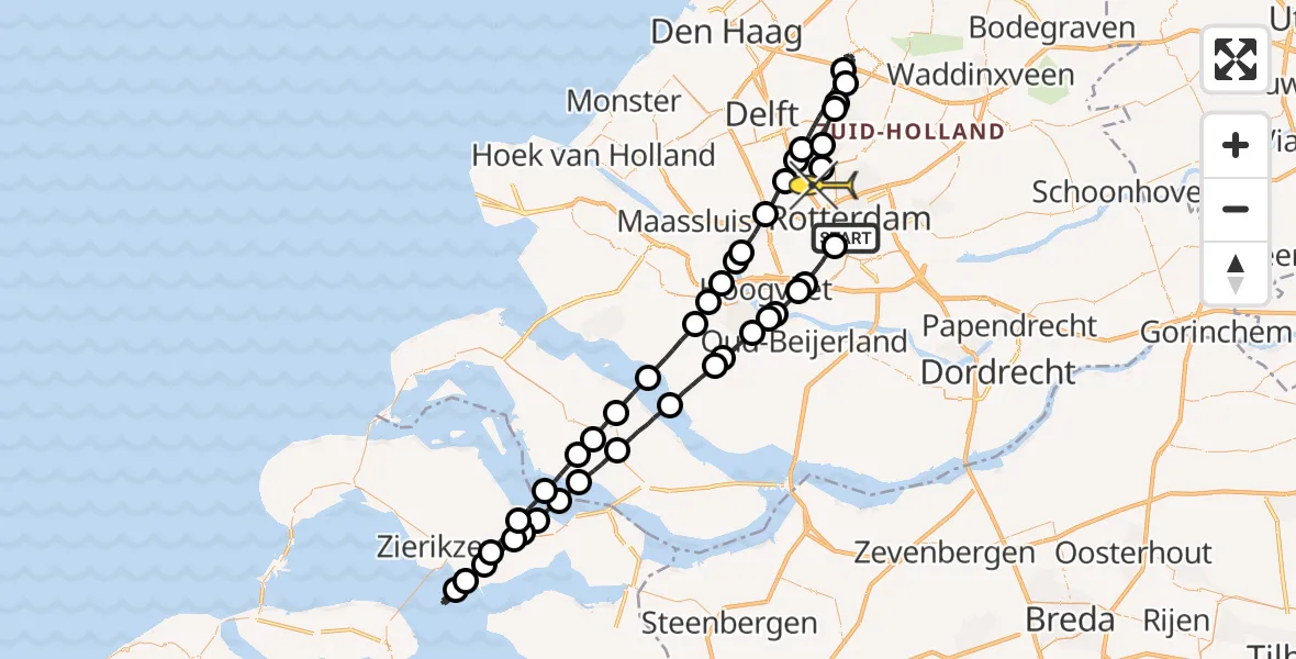 Routekaart van de vlucht: Lifeliner 2 naar Rotterdam The Hague Airport