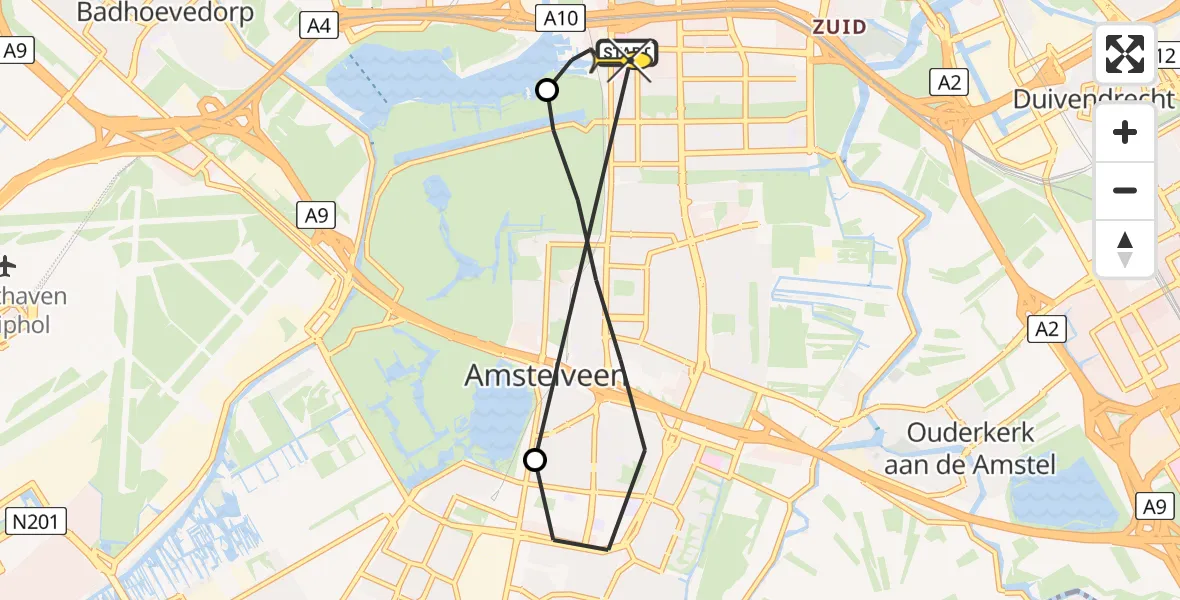 Routekaart van de vlucht: Lifeliner 1 naar VU Medisch Centrum Amsterdam