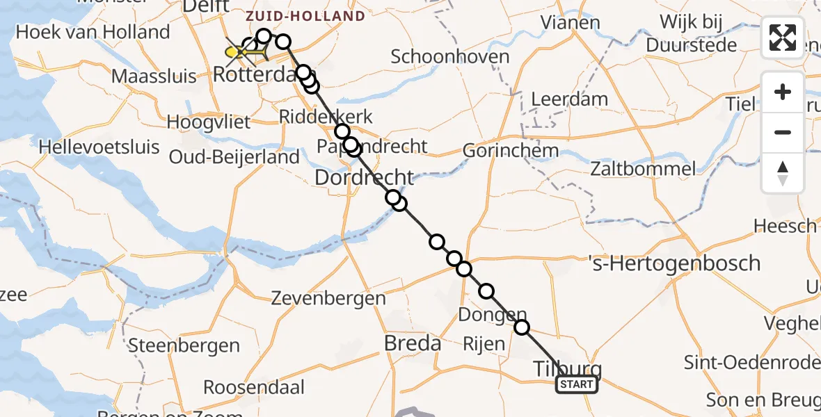 Routekaart van de vlucht: Lifeliner 2 naar Rotterdam The Hague Airport