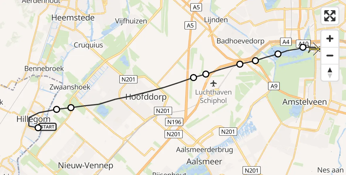 Routekaart van de vlucht: Lifeliner 1 naar VU Medisch Centrum Amsterdam