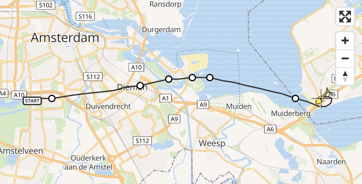 Routekaart van de vlucht: Lifeliner 1 naar Almere