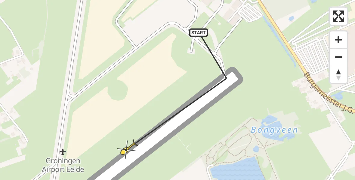 Routekaart van de vlucht: Traumahelikopter naar Groningen Airport Eelde