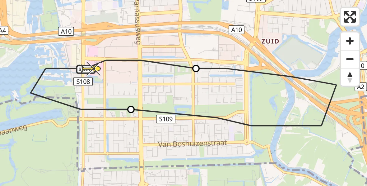 Routekaart van de vlucht: Lifeliner 1 naar VU Medisch Centrum Amsterdam