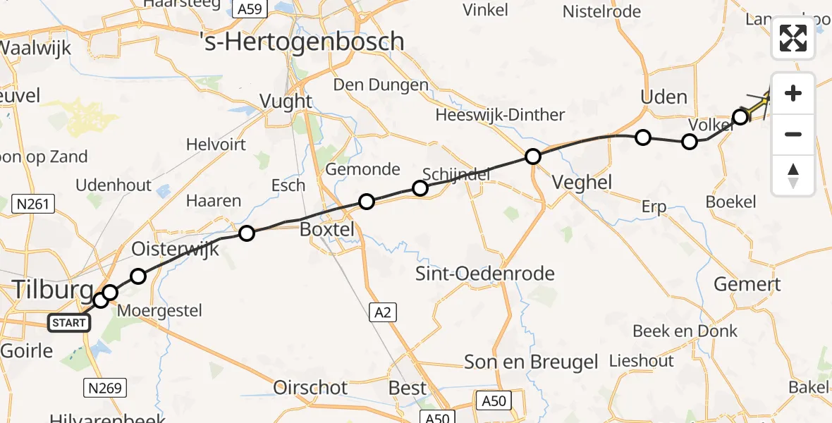 Routekaart van de vlucht: Lifeliner 3 naar Vliegbasis Volkel