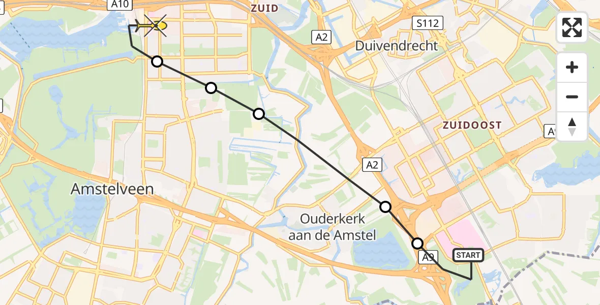 Routekaart van de vlucht: Lifeliner 1 naar VU Medisch Centrum Amsterdam