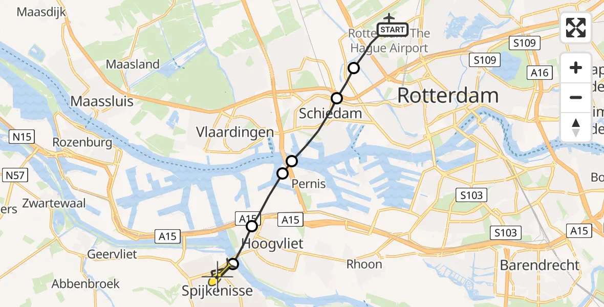 Routekaart van de vlucht: Lifeliner 2 naar Spijkenisse