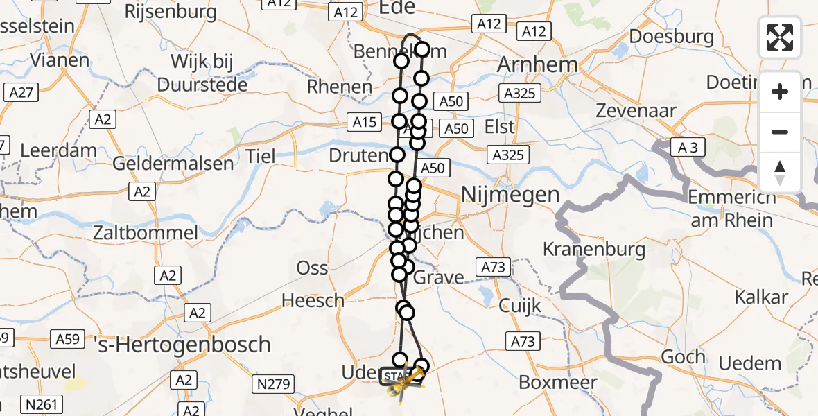 Vluchtroute Traumahelikopter Vliegbasis Volkel - Vliegbasis Volkel, 23 oktober 2022, 16:41