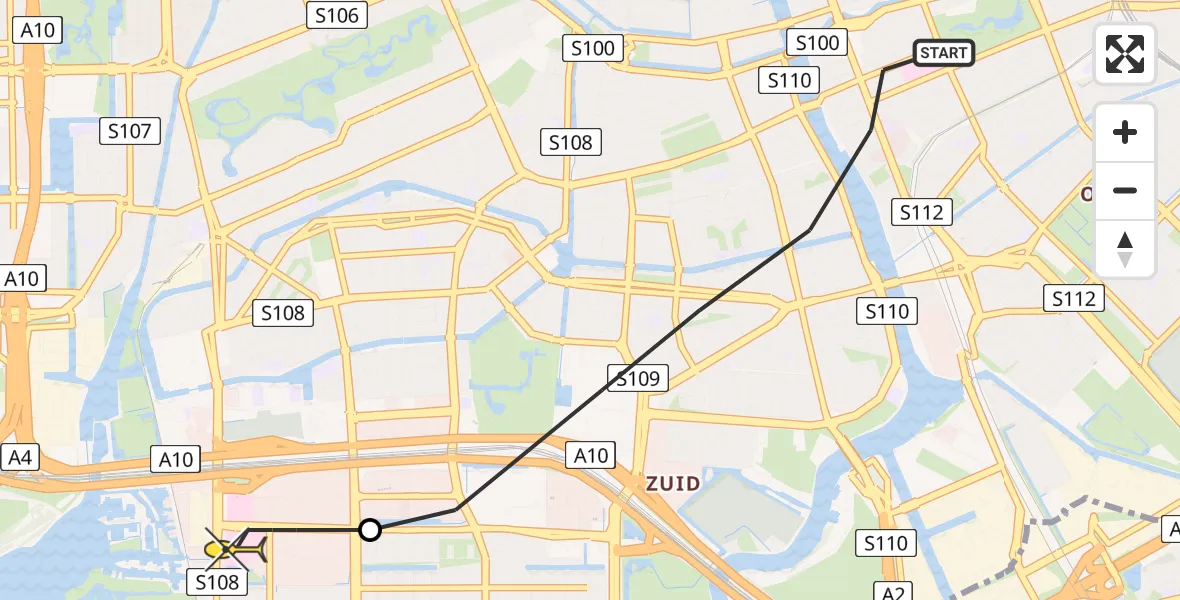 Routekaart van de vlucht: Lifeliner 1 naar VU Medisch Centrum Amsterdam