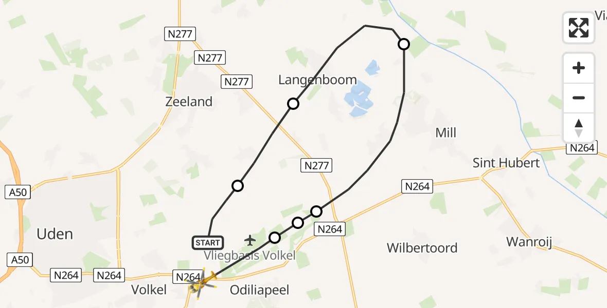 Vluchtroute Traumahelikopter Vliegbasis Volkel - Vliegbasis Volkel, 23 oktober 2022, 17:56