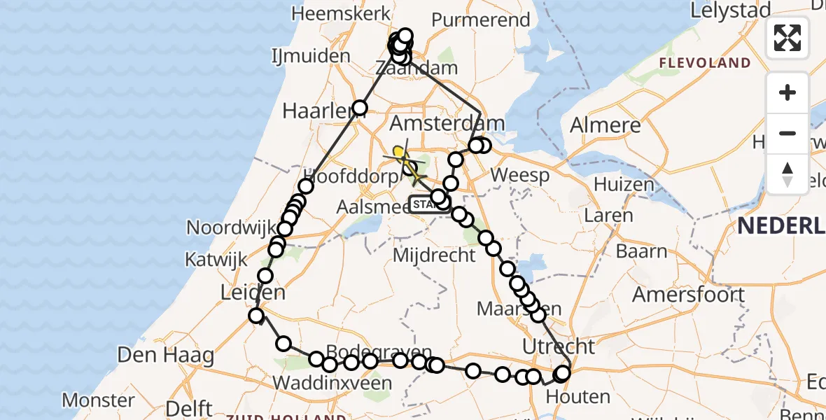 Routekaart van de vlucht: Politieheli naar Badhoevedorp