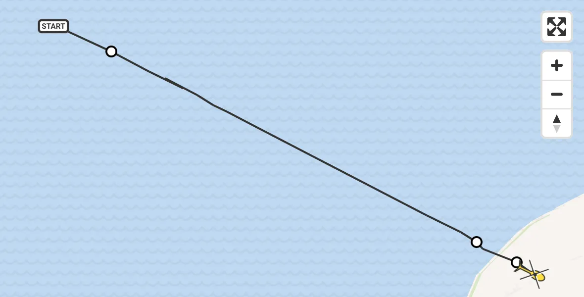 Routekaart van de vlucht: Ambulanceheli naar St.-Jacobiparochie