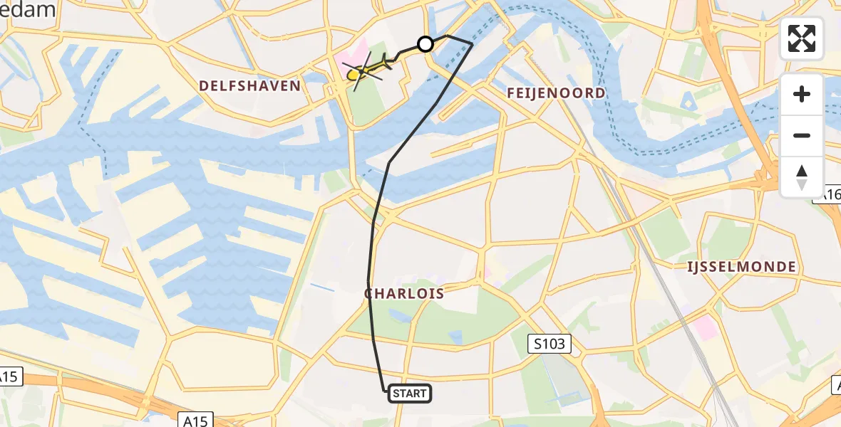 Routekaart van de vlucht: Lifeliner 2 naar Erasmus MC